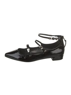 New Stuart Weitzman Flippy Three Strap Mary Jane Patent Leather Flat Size 36.5